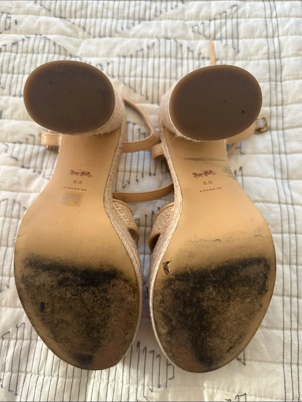 Coach Talina Natural Platform Espadrille Raffia Sandals Shoes Heals